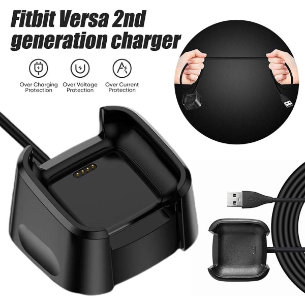 Laddare för Fitbit Versa 2 (ej för Versa/versa Lite), Ersättnings USB laddarkabel Dockningsställ för Versa 2 Health & Fitness Smartwatch