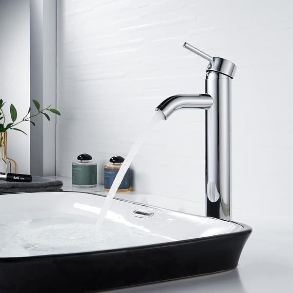 Adjustable Hot and Cold Water Faucet, Easy-Control Basin Mixer Chrome-Plated Surface Single Handle One Hole
