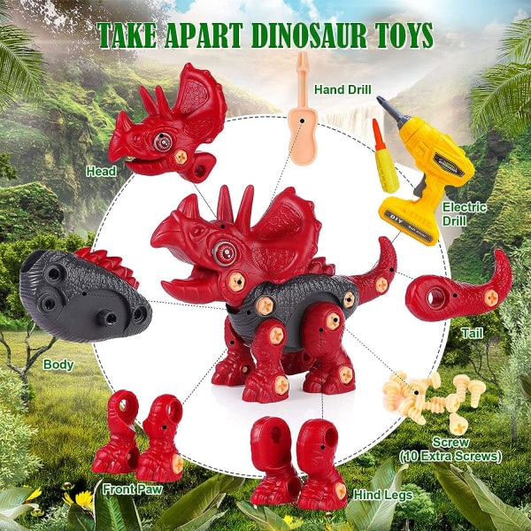 Demontering af dinosaurlegetøj til børn, DIY-pædagogisk byggesæt til dinosaurer