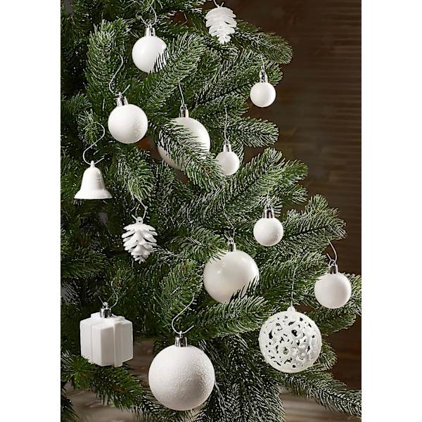 Brubaker 101-dels Julekuler med Topppynt i Lilla, Julepynt til Juletreet Creamy white
