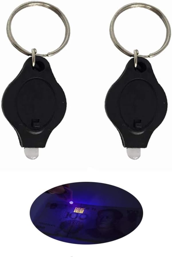 2/5 Pakkaus Mini LED Taskulamppu UV Rahantarkastus Avaimenperä Lamppu Taskulamppu LED Rahantunnistinvalo, 7 Väriä