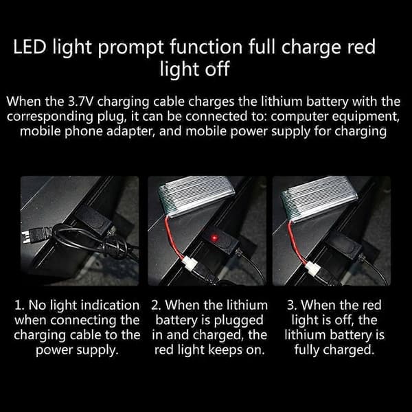 Lithium Batteri USB Opladerkabel 3.7V 500mAh Output til Fjernstyret Bil
