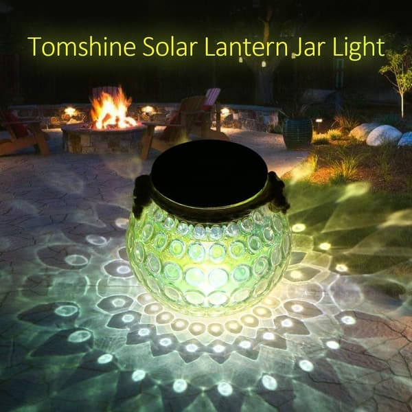 Solcellelykt glass, solcellelampe glass solcellebordlampe som dekorasjon IP65 KLB