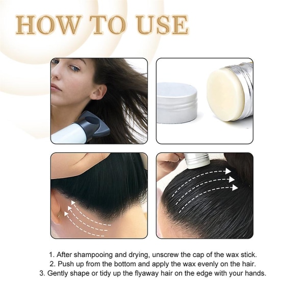 2 stk hårvokspinne vokspinne for glatte hår Parykker, ikke-fettete stylingvoks for fly-away og kantfriss