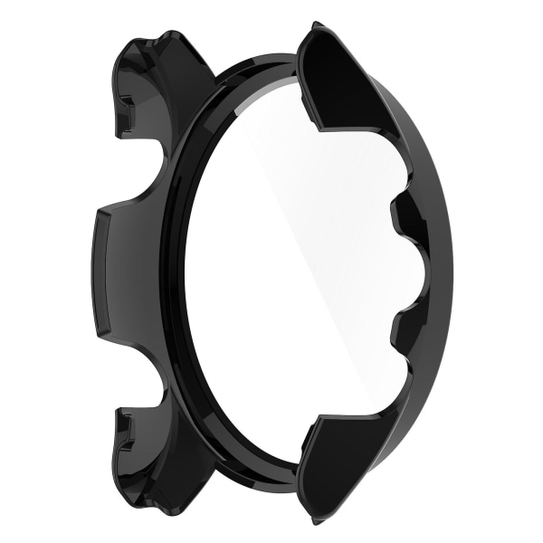 For Garmin Forerunner 255 Anti-ripe Anti-fall Hard Pc Watch Case Beskyttende deksel med herdet glass skjermbeskytter Black