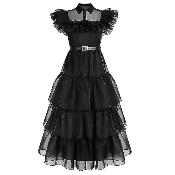 4-9 Years Kids Girls Wednesday Addams Cosplay Costume Set Carnival Party Dress/wigs/dress+wigs Gifts