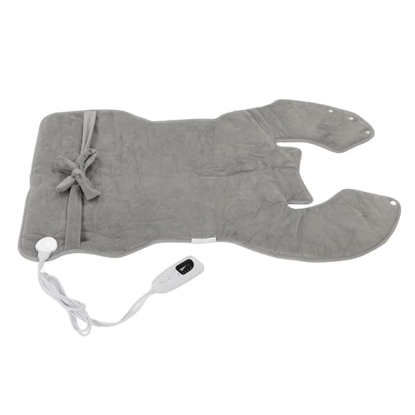 Back Heating Pad 6 Levels Temperature Adjustment Drapeable Electric Back Heating Pad Soft Plush Back Warmer Silver Grey -contact 220V