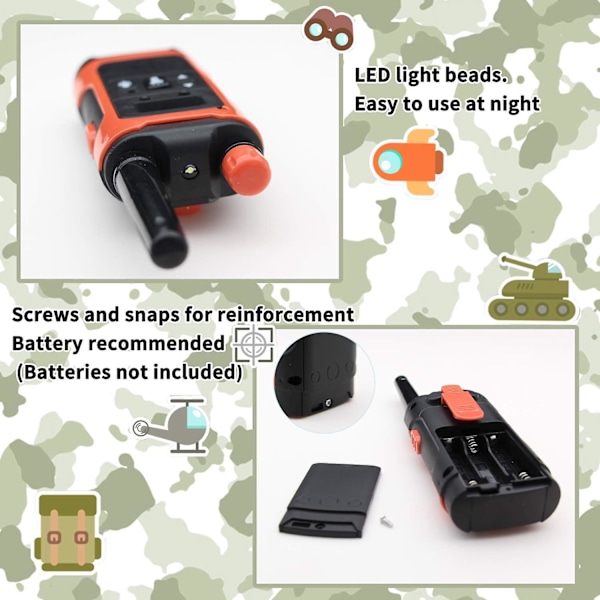 Vinterkampanj, Walkie-Talkie Kompatibel med barn och flickor i åldrarna 3-12, 4,8 km lång räckvidd 22 kanaler Walkie-
