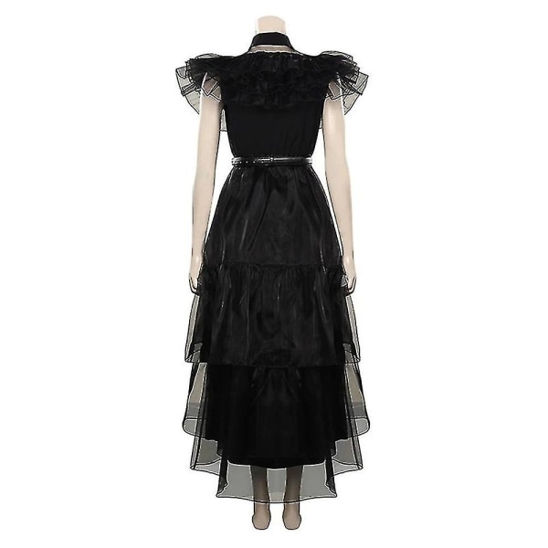 Wednesday Addams Serie Kostume/pynt/parykker til kvinder og børn Cosplay Party Kjole Fancy Dress Up B With Wig One Size