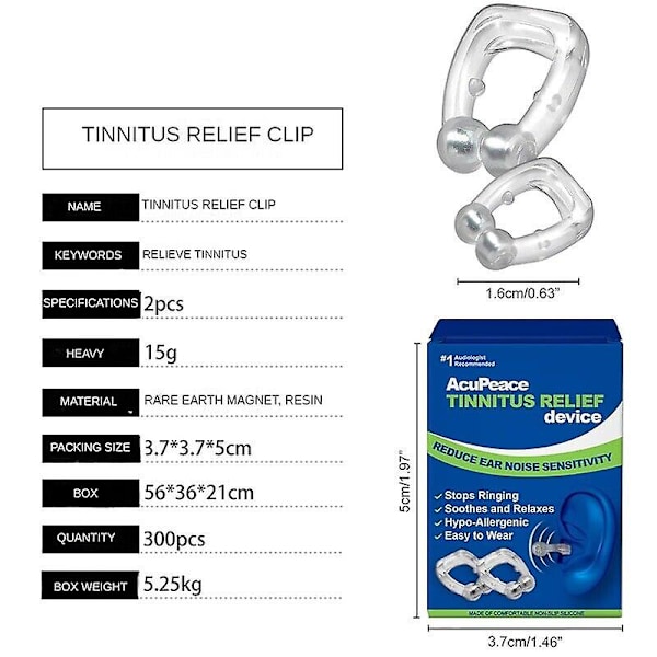 2x Tinnitus Relief-enhet för Öronringningar - Stopp Öronringningar för Män Kvinnor