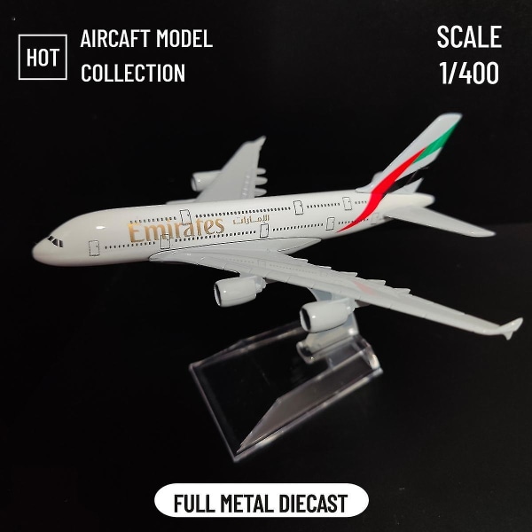 Målestokk 1:400 Metal Aircraft Replica Emirates Airlines A380 B777 Airplane Diecast Model Aviation Fly Samletøy for gutter 155. Jordan B787