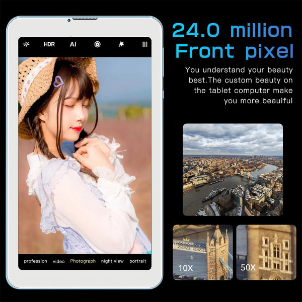 7-tums Android Tablet GPS Bluetooth Dual SIM-telefon 8-kärnig Tablet PC FAN20240854