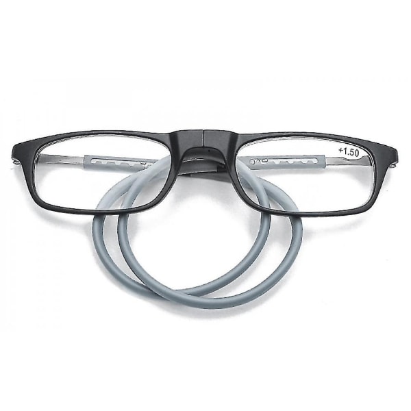 Lesebriller Høykvalitets Tr Magnetic Absorption Hanging Neck Funky Readers Glasses Grey 3.5 Magnification
