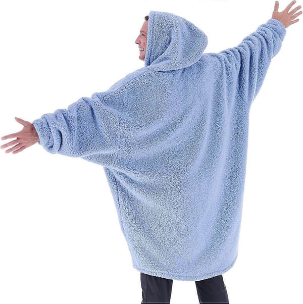 Teddy Bear Quarter Zip Oversized Microfiber Sherpa Bærbar Blanket Med Lynlås One Size denim