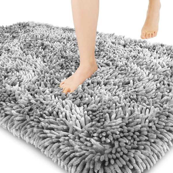 Premium Baderomsteppe Antislipp Fluffy Badematte, Utrolig Myk og Komfortabel, Ekstra Tykk Light Gray 40x60cm