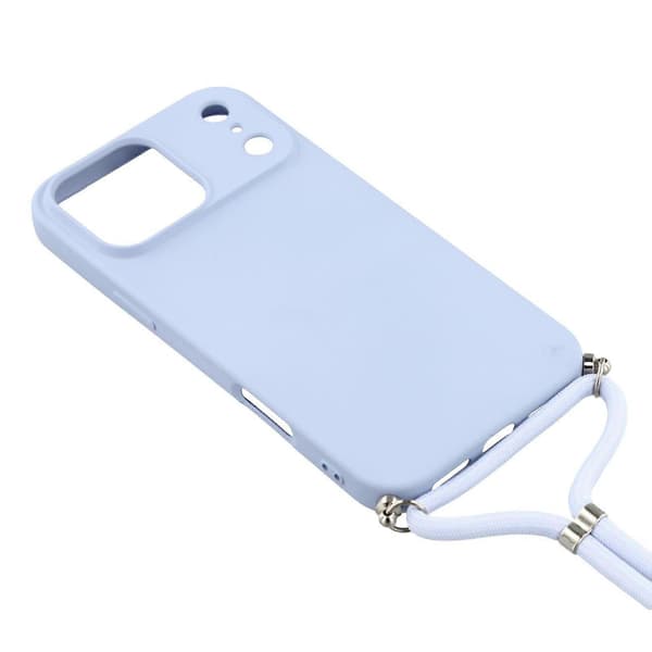 Skal för iPhone 17 Pro, mjukt TPU-fiberfoder, telefonfodral med axelrem Light Purple