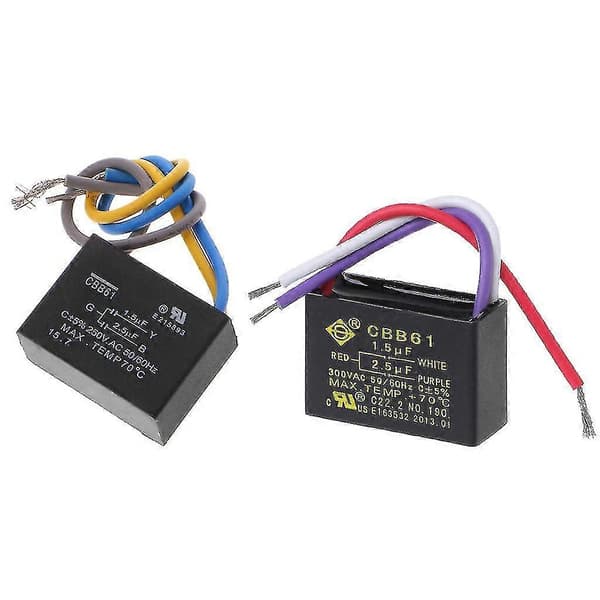 Sort Cbb61 1.5uf+2.5uf 3 ledninger Ac 250v 50/60hz kondensator til loftventilator