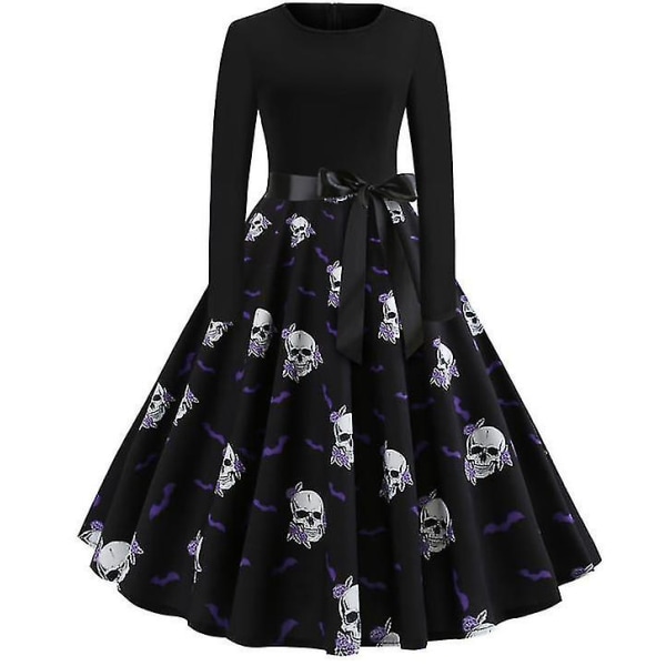 Halloween-mekot Naisten luuranko Kurpitsalla printed Cosplay-juhlapuku D_5 black2 M