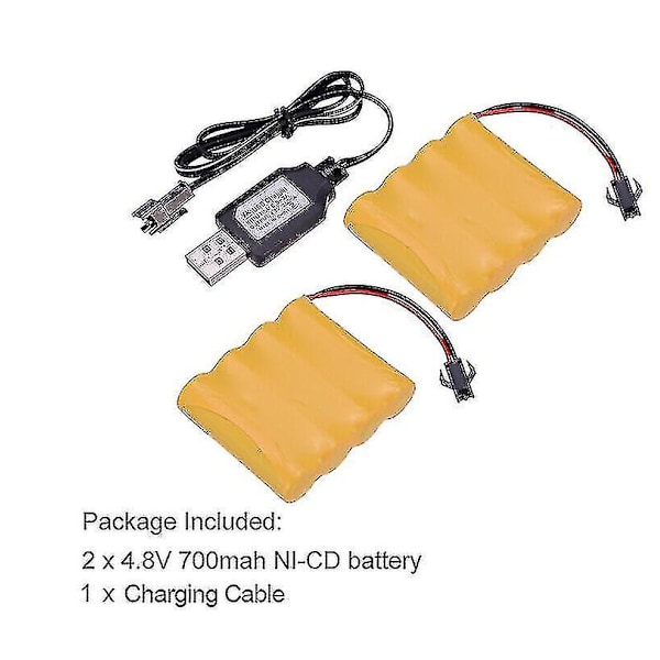 2 stk 4.8v 700mah Ni-cd Aa Batteripakke Oppladbar Sm-2p Plugg For Rc Bil Leke Dz