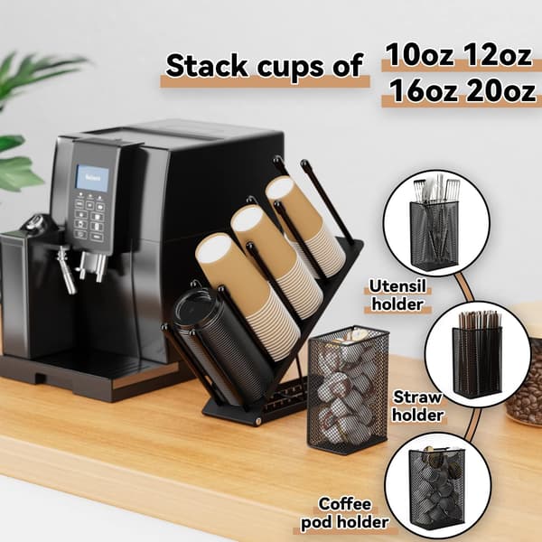 Justerbar 4-roms engangskoppholder med kaffestrå