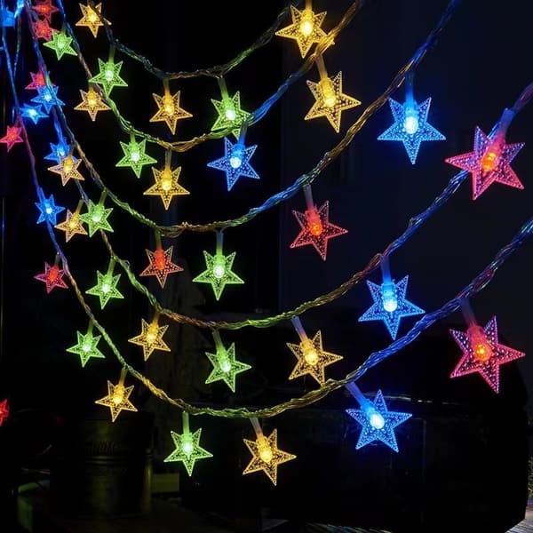 Silikon-fe-lys til julepynt Stjerne Colo Star Color 10 m80lights 3 battery packs