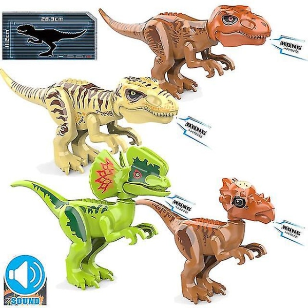 Jurassic-dinosauruksen rakennuspalikat, set äänidinosauruslelut lapsille lahja D