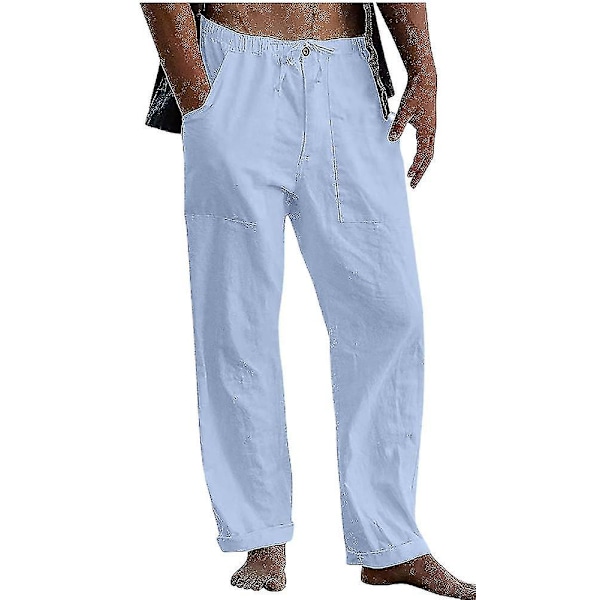 Herre Linbukser Casual Strandbukser 6 Farger Blue M