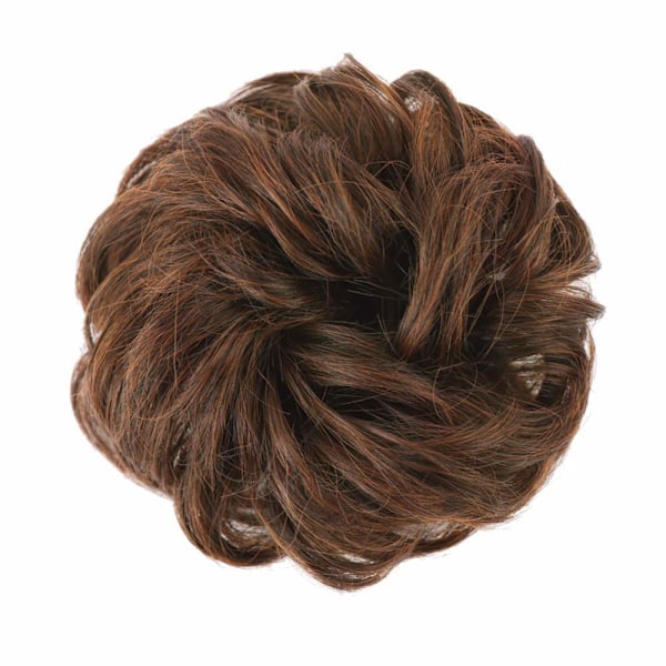 1st Osnygg Hårknut Hårdel Förlängning Lockig Vågig Osnygg Syntetisk Chignon Kompatibel med Kvinnor Uppsatt Hårdel Darkest Brown & Light Auburn Mixed