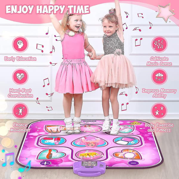 Dansematte Leker for Jenter 3-12 År Gamle Bursdagsgaver, Musikkdansematte for Barn, Dansematte med LED-lys