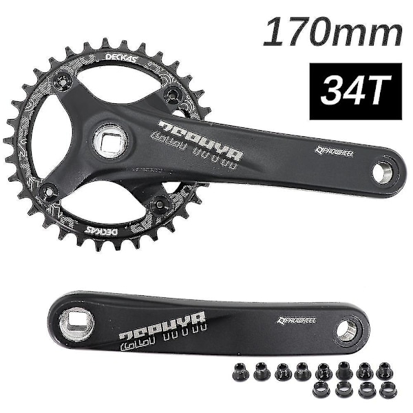 Prowheel Vevarm Square Hole MTB-cykel 104bcd 170mm 175mm Deckas Kedjekrans Mountain Bike 30t 32 34 36 38 40t 1x 2x 1 2 Växlar 170mm and 34T
