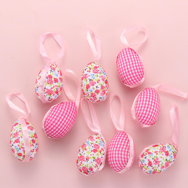 9 st/förpackning Hängande Äggdekoration Okrossbar Polystyren Styrofoam Mini Glad Påsk Färgglada Äggprydnad Hemtillbehör Pink