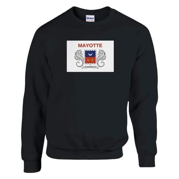 Sweatshirt - PIXELFORMA - Flag of Mayotte - Black - Long Sleeves - Mixed Black Svart M