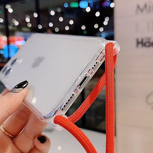 Klar telefonveske for iPhone 11 13 12 Pro Max Lanyard Halskjede Kjede Henge Stropp Tau Deksel Coque For iPhone Xs Max Xr X 7 8 Plus Se 2020 iPhone 14 Plus