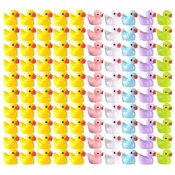 100 stk Tiny Ducks Sett Dekorasjon Realistisk form Slitesterk harpiks Ender til jul Bursdagsfest Barnas dag