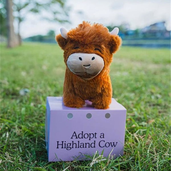 Adoptera en Highland Cow Plysch Söta Ko Plyschdjur Fluffig Ko Figur Leksaker~au Highland yakcolor box 25CM