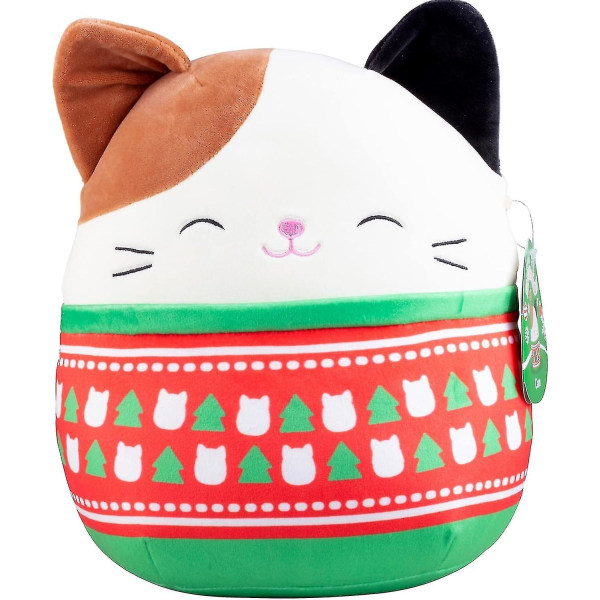 10" Cam The Cat With Christmas Genser - Offisiell Kellytoy Christmas Plysj - Samleobjekt Myk og Squishy Holiday Kitty Kosedyr