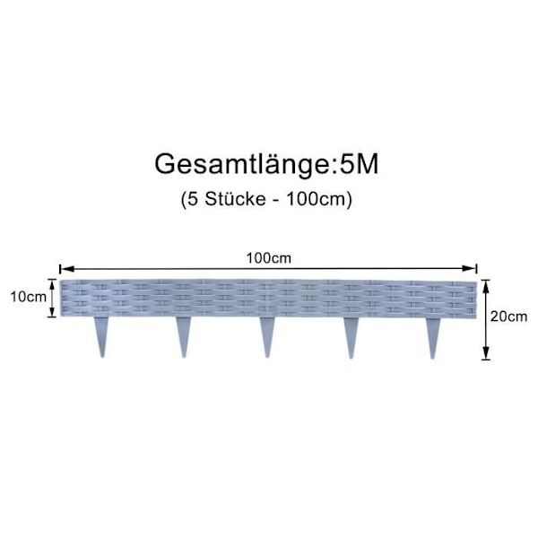 YRHOME 10 Meter Rattan Sengeside Græsmatte Kant Havehegn Rotting Sengeside Hegn Foldbar Grå Hegn
