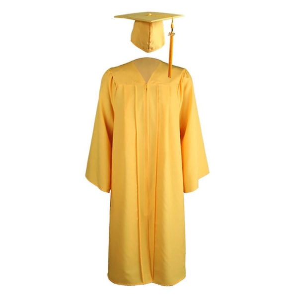 2022 Adult Zip Closure University Akateeminen valmistumispuku kaapu Mortarboard Cap Yellow XXXL