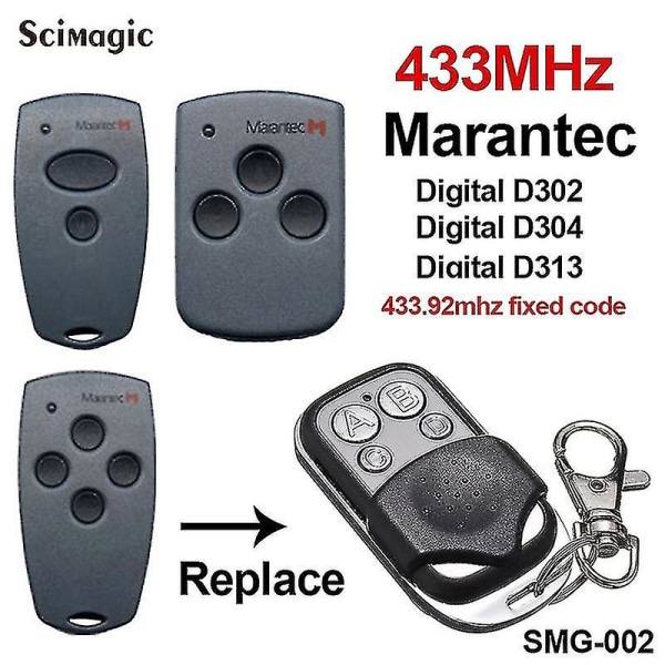Marantec fjärrkontrollreplikator, 4 kanaler, lämplig för garageportskontroller, lämplig för 302, D313 typ2 och andra modeller, 433MHz version type2 433MHz