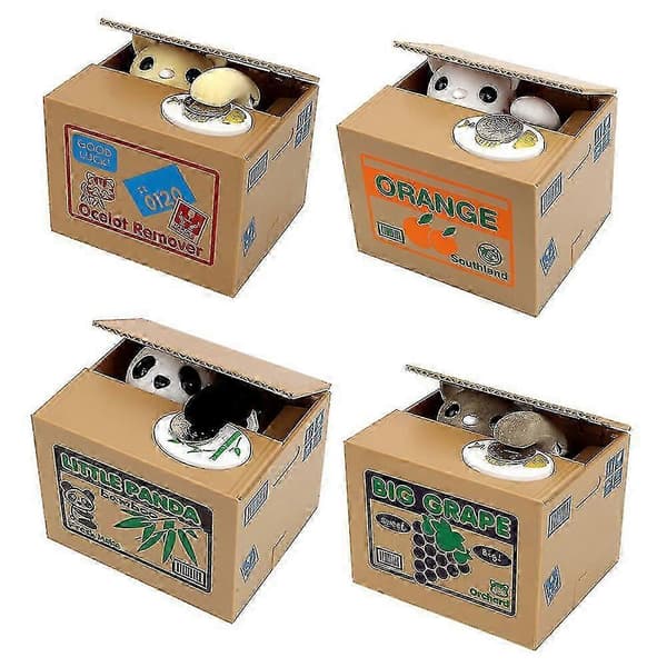 Panda Elektronisk Spargris Söt Katt Stjäl Mynt Spargris Pengar Box Barnpresenter White cat