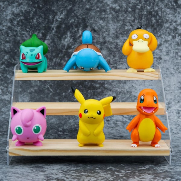 6 stk. Pokémon Figurer Super Søde Samleobjekter Mini Pikachu Squirtle Bulbasaur Psyduck Charmander Jigglypuff Figur Model Legetøj