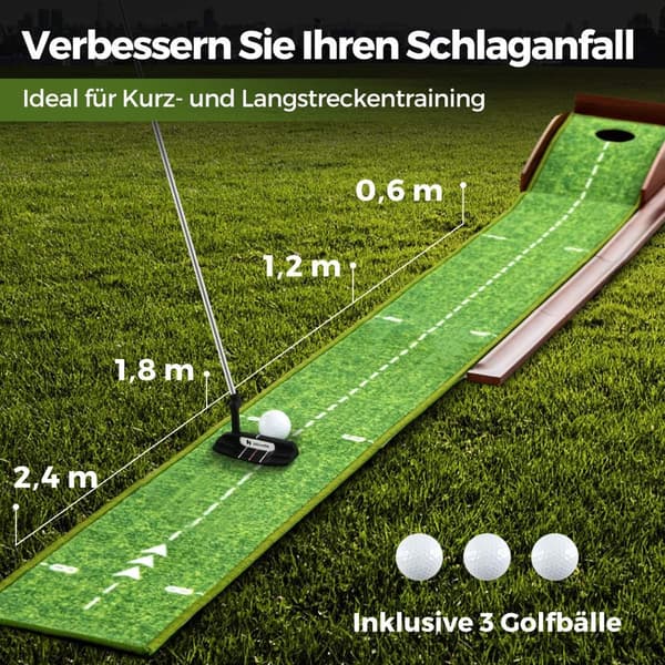 Golf Putting Mat with Automatic Ball Return, 1 Hole, 3 Balls 3300