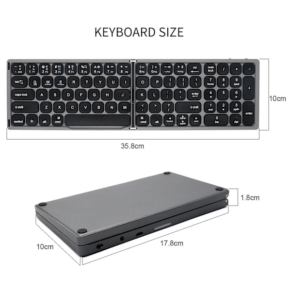 Wireless Bluetooth keyboard, 81 keys foldable keyboard for tablet and smartphone
