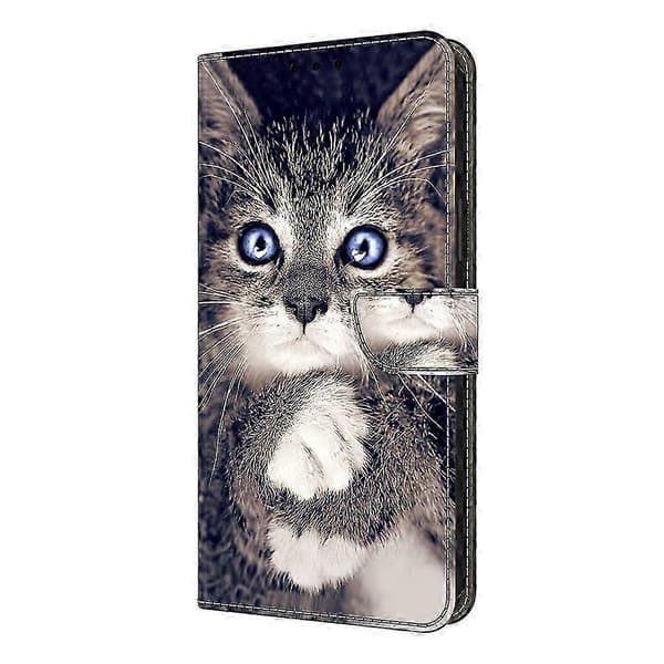 Galaxy A36 5G Läderfodral med Plånboksstativ & Mönstrat Flipskydd Multicolor Hand-holding Cat