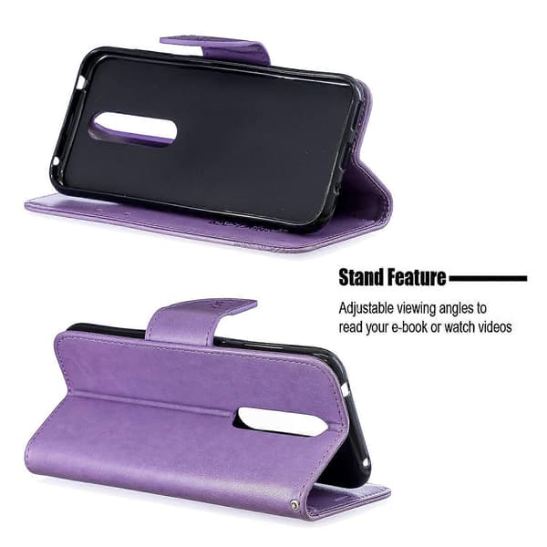 Imprint Butterfly Læder Wallet Case til Nokia 4.2 - Grøn Multicolor Purple