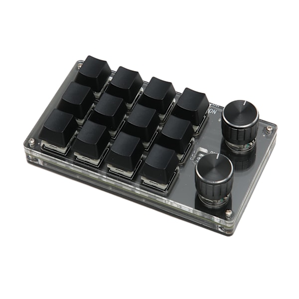12 Keys Mini Keypad USB Bluetooth Blue Switch Programmable Gaming Office Media Black