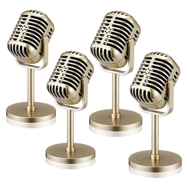 4stk Retro Mikrofonrekvisitter Modell Vintage Mikrofon Antik Mikrofon Leke Mikrofon Scenebord