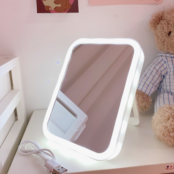 Bärbar smink spegel med touchkontroll + LED-belysning