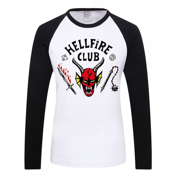 Kids Stranger Things Hellfire Club Printed Raglan pitkähihainen villapaita Topit T-paita Lahja 4-10 vuotta 5-6Years
