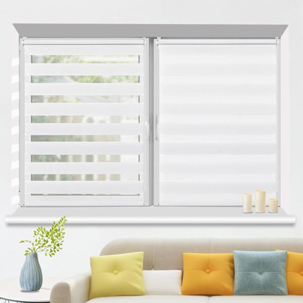 Dag-nat rullegardin uden boring eller med, hvidt gardin 40 x 160cm, mørklægningsgardin til vindue og dør white